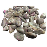 Ruby in Feldspar Tumbled - Polished stones with pink and black inclusions.
