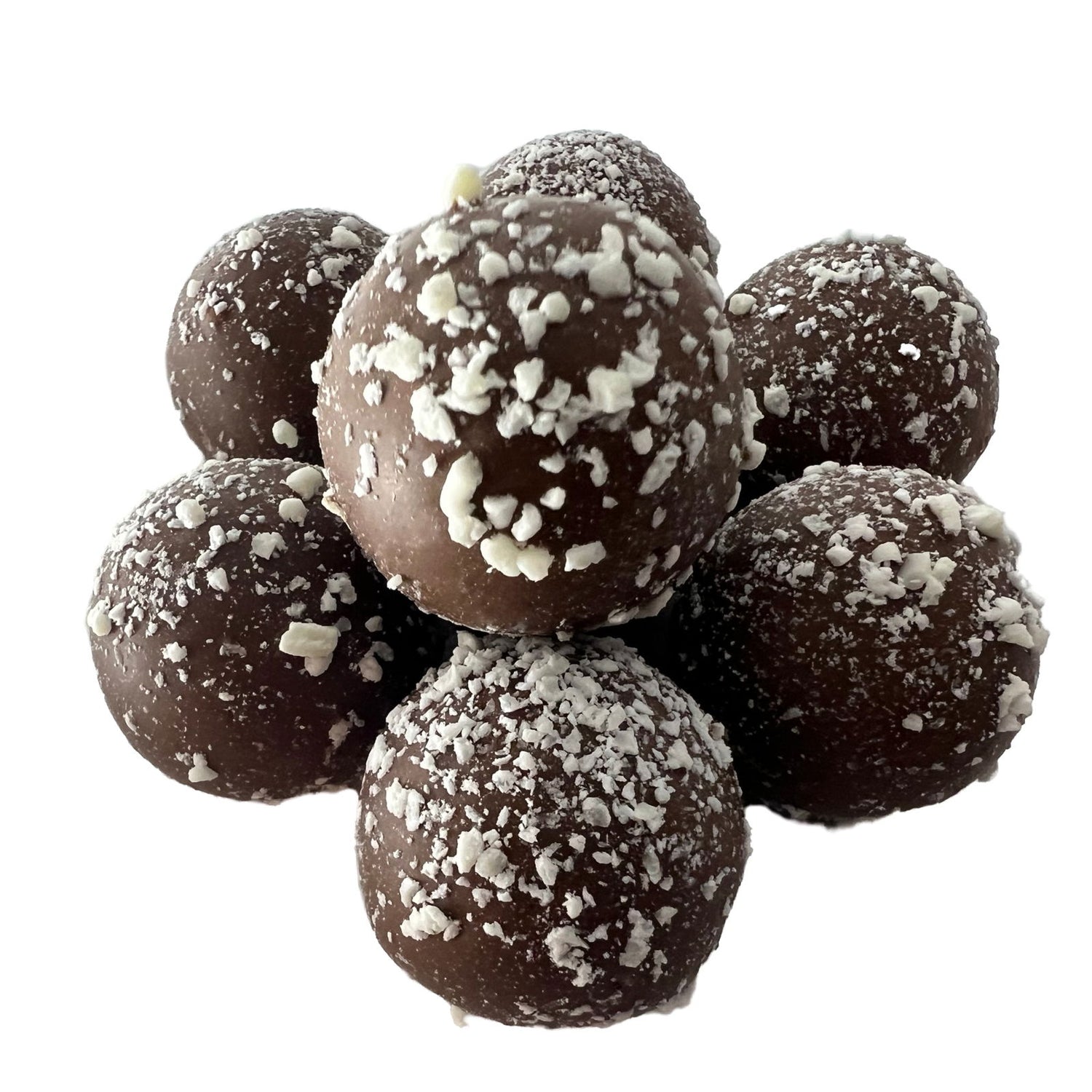 Rum Milk Chocolate Truffle - round chocolate milk ball with white ganache 