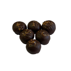 Salted Caramel Mocha Dark Chocolate Truffle - Large Marble Size Dark Chocolate Ball with Sea Salt and Toffee sprinkles 