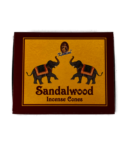 Sandalwood Incense Cones - Gold maroon box with images of elephants 