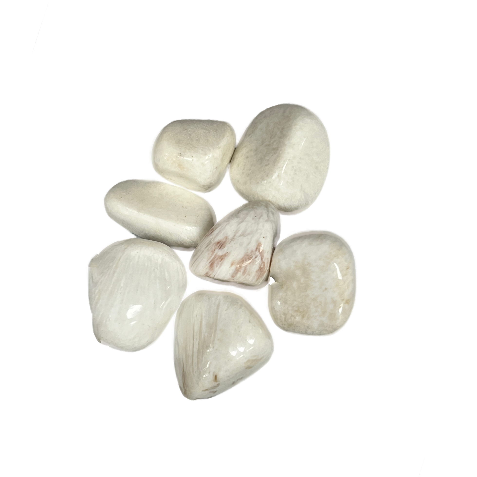 White stones with translucent veins 