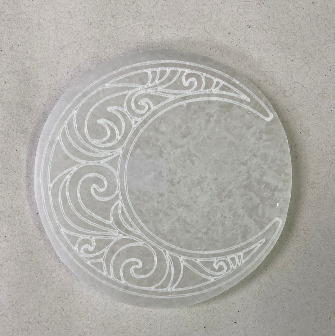 Selenite Moon Coaster - 