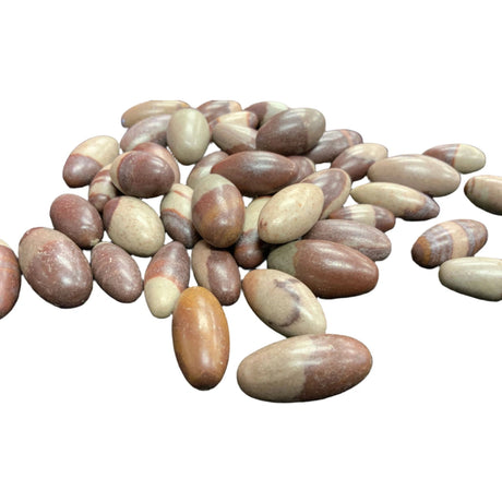 Shiva Lingam Tumbled - Small polished egg shaped stone with gray and reddish brown highlights 