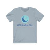 Shooting Star Short Sleeve Tee - Calm, balance, health shooting star. Bring inspiration and empowerment to your wardrobe with this Shooting Star t-shirt in light blue color or give it as a fun gift. From merkabasolshop.com