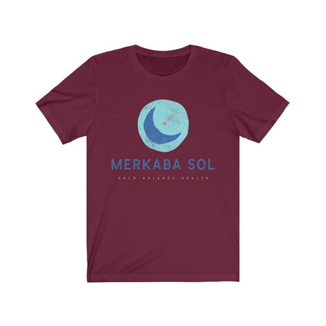 Shooting Star Short Sleeve Tee - Calm, balance, health shooting star. Bring inspiration and empowerment to your wardrobe with this Shooting Star t-shirt in maroon color or give it as a fun gift. From merkabasolshop.com