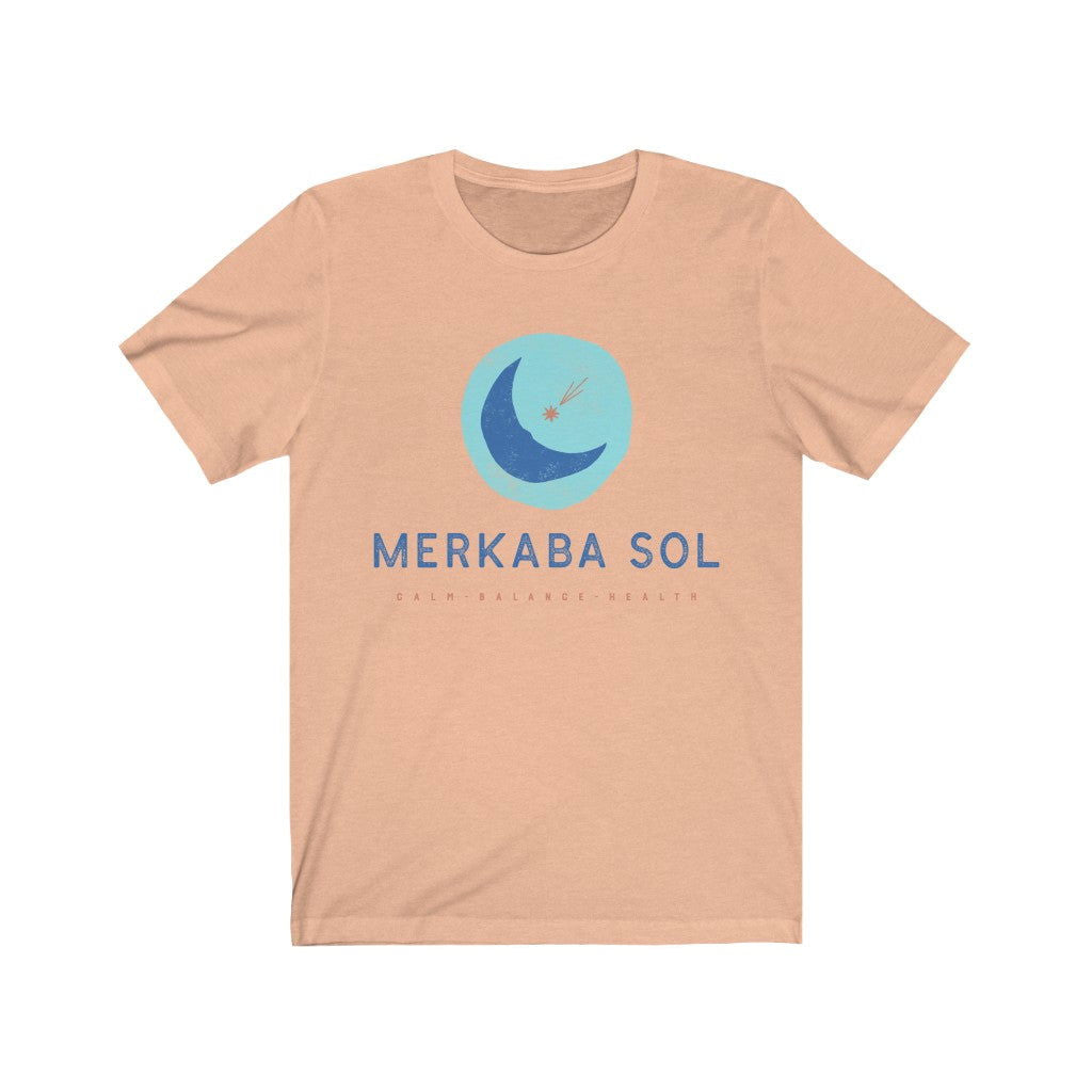 Shooting Star Short Sleeve Tee - Calm, balance, health shooting star. Bring inspiration and empowerment to your wardrobe with this Shooting Star t-shirt in peach color or give it as a fun gift. From merkabasolshop.com