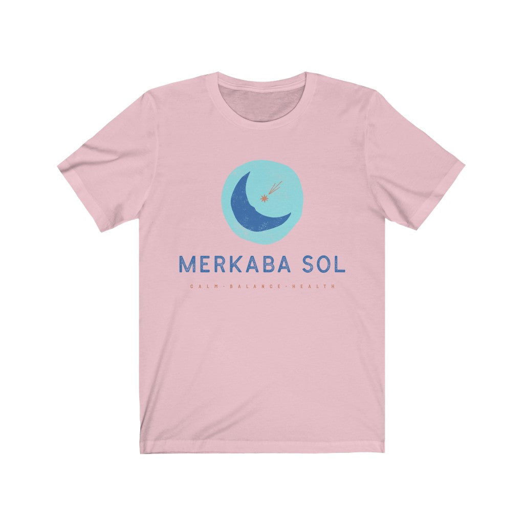 Shooting Star Short Sleeve Tee - Calm, balance, health shooting star. Bring inspiration and empowerment to your wardrobe with this Shooting Star t-shirt in pink color or give it as a fun gift. From merkabasolshop.com