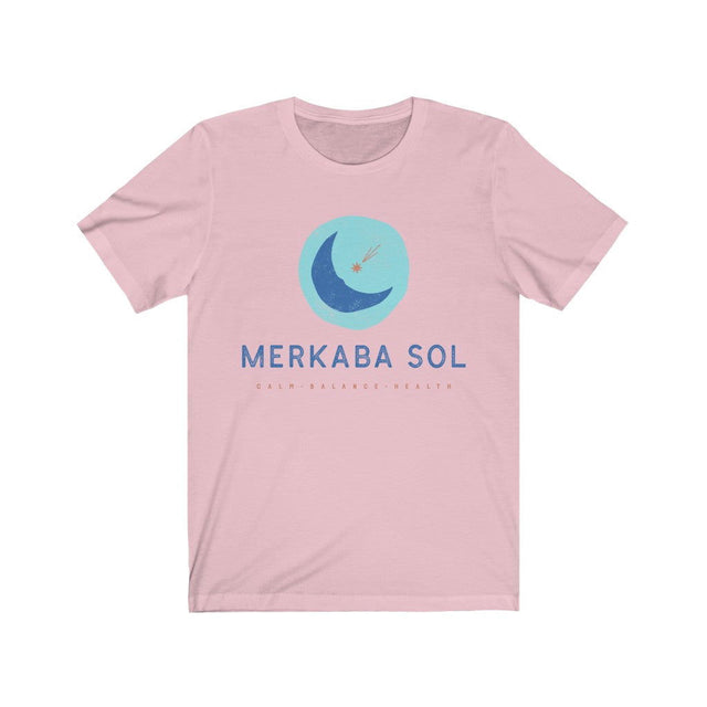 Shooting Star Short Sleeve Tee - Calm, balance, health shooting star. Bring inspiration and empowerment to your wardrobe with this Shooting Star t-shirt in pink color or give it as a fun gift. From merkabasolshop.com