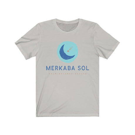 Shooting Star Short Sleeve Tee - Calm, balance, health shooting star. Bring inspiration and empowerment to your wardrobe with this Shooting Star t-shirt in silver color or give it as a fun gift. From merkabasolshop.com