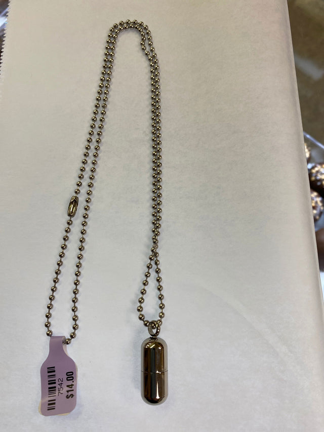 Silver Capsule Ashes Keepsake Necklace - 