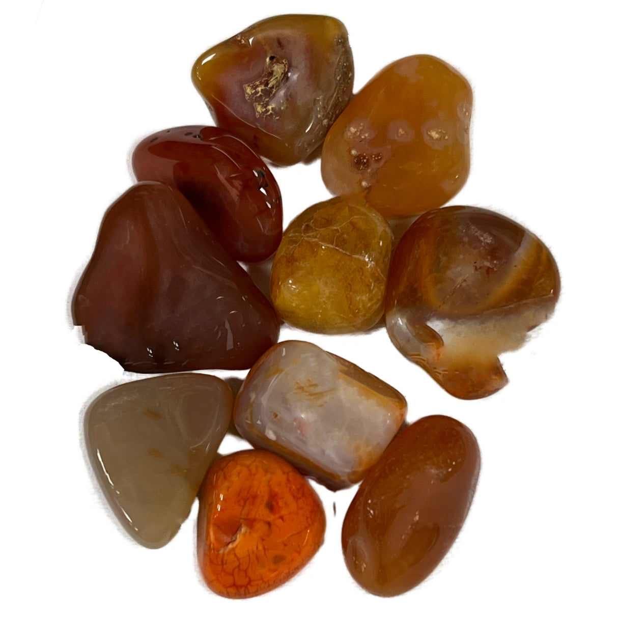 Snake Skin Agate Tumbled - red and orange translucent stones 