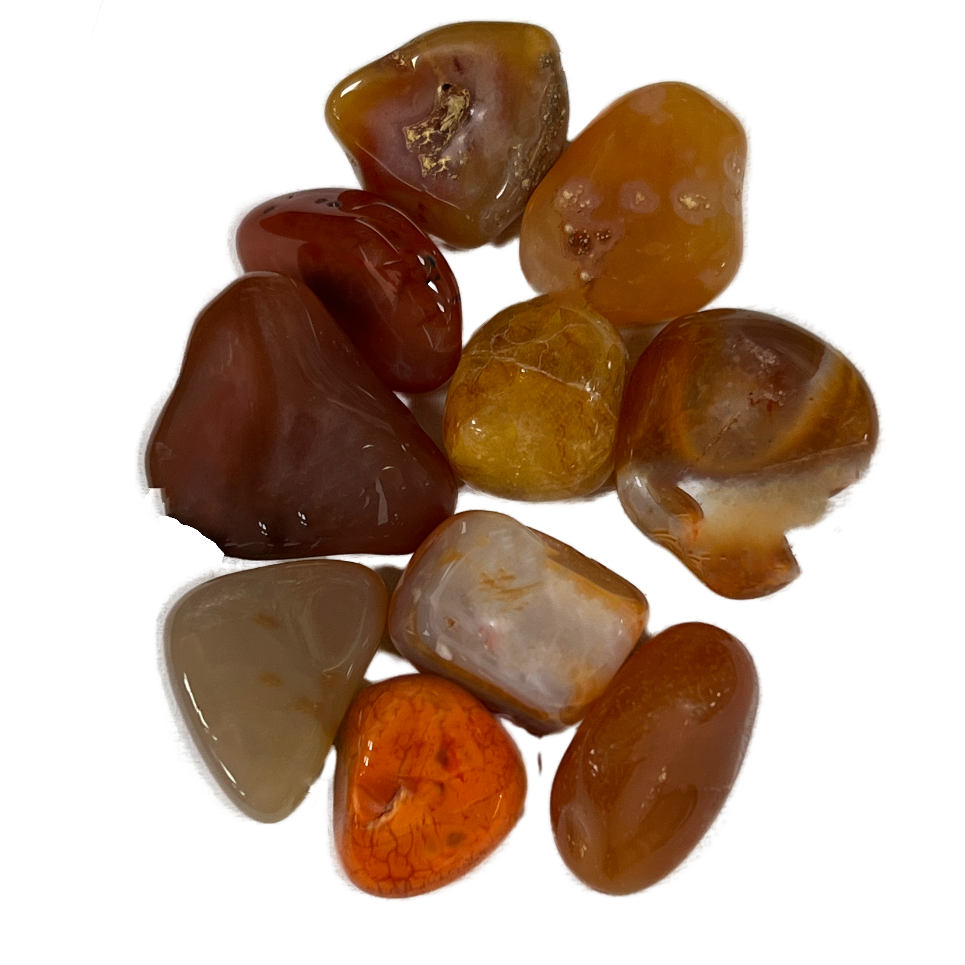 red and orange translucent stones 