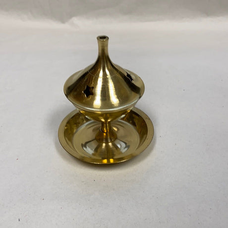 Star Brass Cone & Charcoal Resin Incense Burner - 
