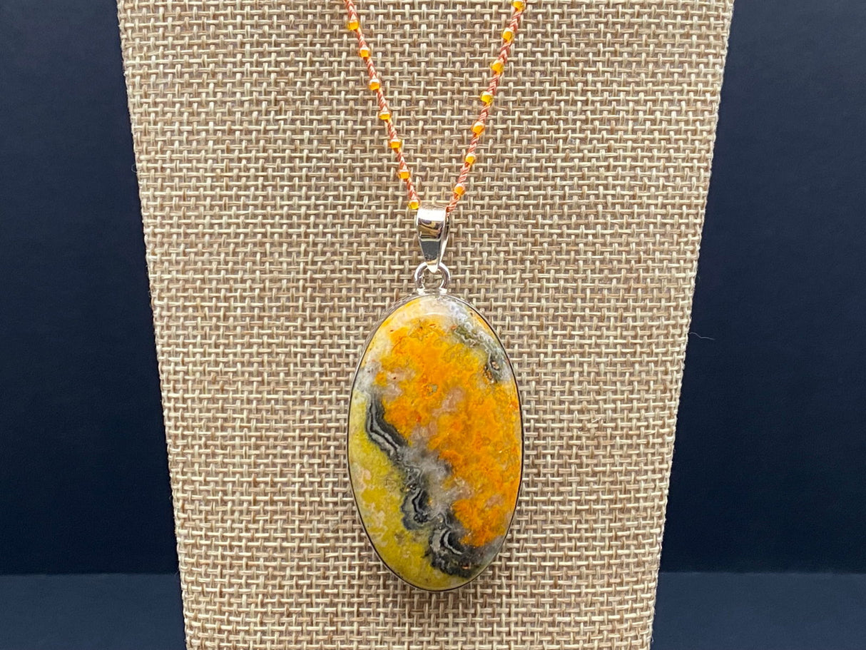 Sterling Silver Bumblebee Jasper Pendant - 
