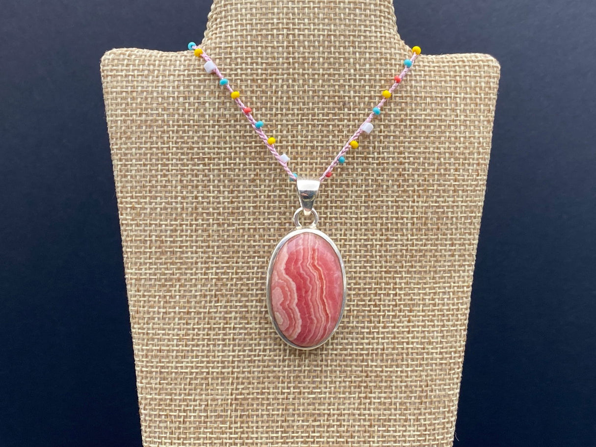 Sterling Silver Rhodochrosite  Pendant - 