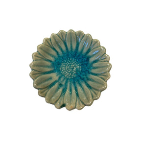 Sunflower Ceramic Dish Green - Round dish green with dark green in center 
