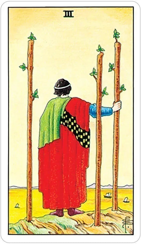 Tiny Universal Waite Tarot - Three of Wands
