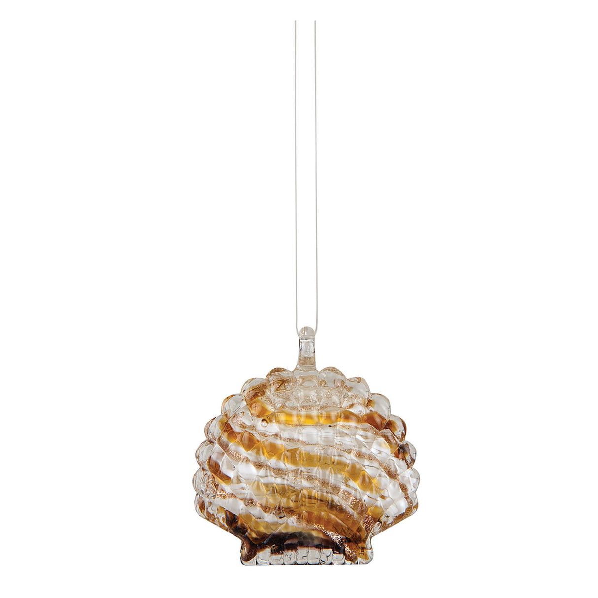Tan Art Glass Clam Beach Coastal Ocean Ornament - 