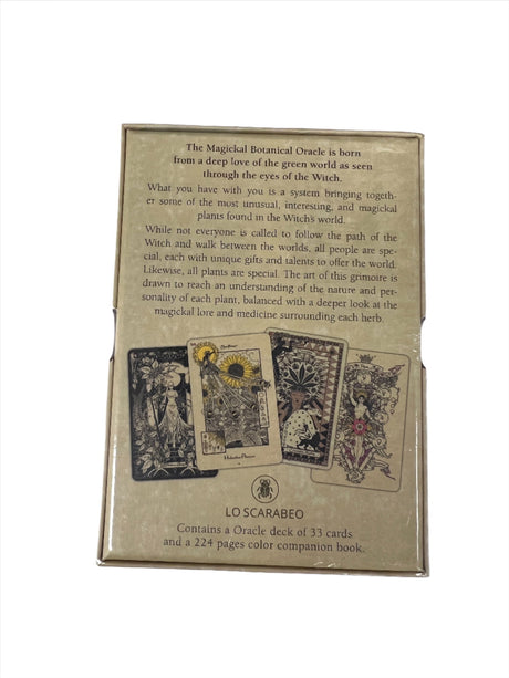 The Magickal Botanical Oracle - Beige Box with images of cards and a description 