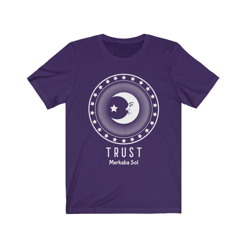 Trust in the Moon Short Sleeve Tee - Trust in the Moon. Bring inspiration and empowerment to your wardrobe with this trust in the moon t-shirt in purple color or give it as a fun gift. From merkabasolshop.com