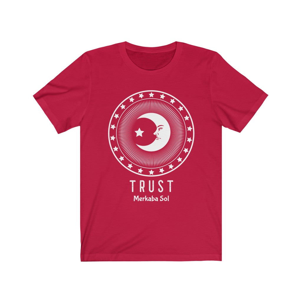 Trust in the Moon Short Sleeve Tee - Trust in the Moon. Bring inspiration and empowerment to your wardrobe with this trust in the moon t-shirt in red color or give it as a fun gift. From merkabasolshop.com