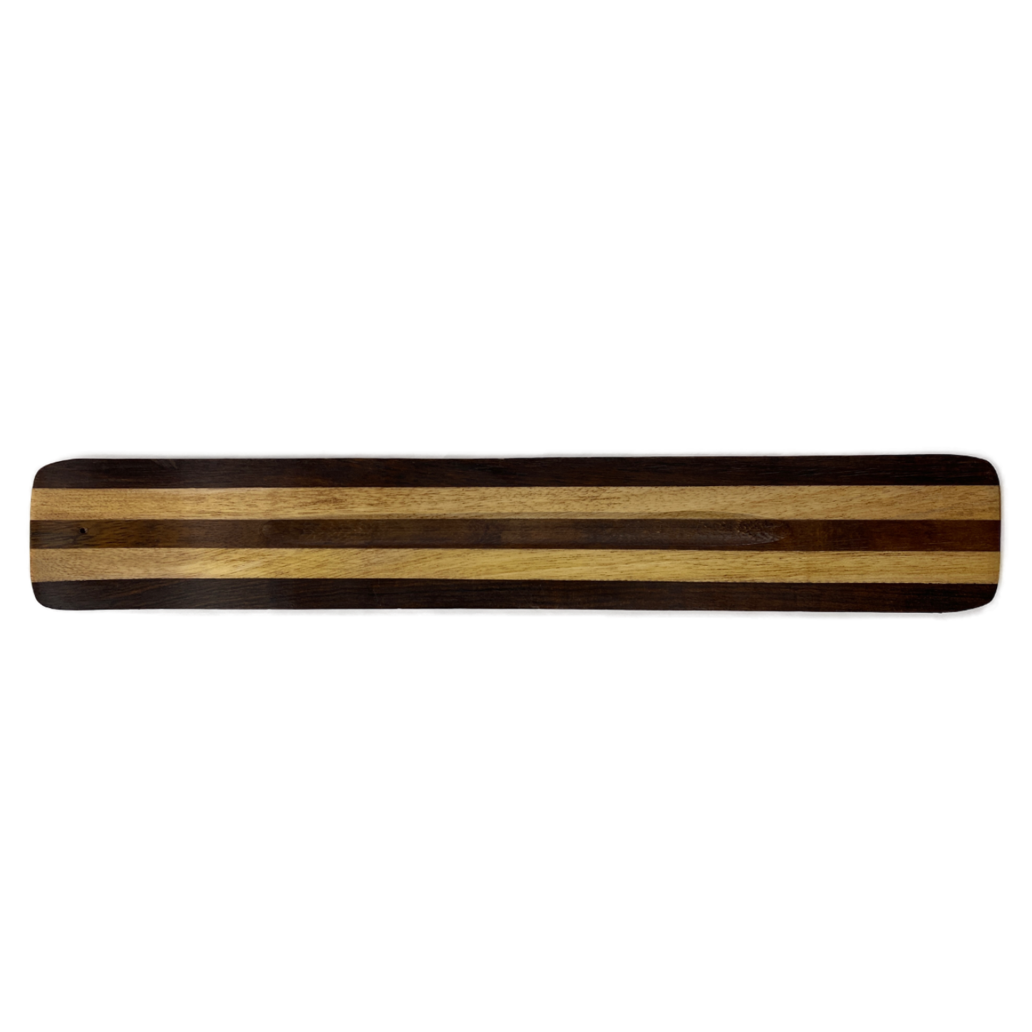 Flat wooden incense burner in 2 Dif colors light and dark wood with a raised end for incense stick 