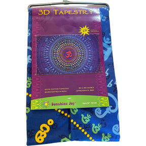 Universal OM Tapestry - Blue tapestry with a Om symbol in the center.