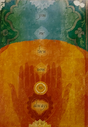 Us Always Greeting Card - Orange green card with hands and writing 