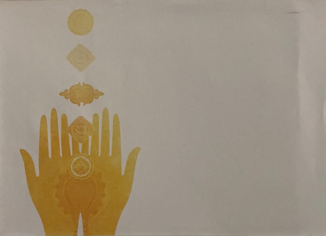Us Always Greeting Card - White card with same orange hands 