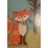 Greeting card with a whimsical fox illustration.