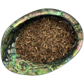 Dried White Willow Bark in an abalone shell.