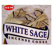 White Sage Hem Incense Cones - Square box with picture of white sage 