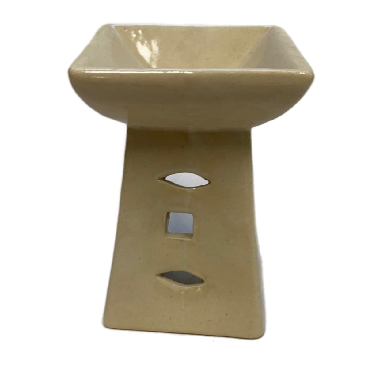 White Square Tower Oil Diffuser - Ivory colored tower with a square top that holds water and oil 