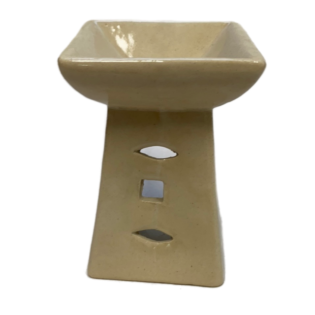 White Square Tower Oil Diffuser - Ivory colored tower with a square top that holds water and oil 