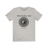 Yin Yang Mandala Short Sleeve Tee - The yin yang mandala brings cosmic balance. Bring inspiration and empowerment to your wardrobe with this Yin Yang Mandala t-shirt in silver color or give it as a fun gift. From merkabasolshop.com