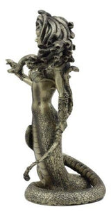 Statue of a mermaid with a snake-like tail on a white background