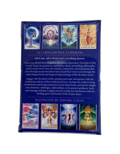 cosmic dancer back of blue box with wording 
