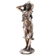 Bronze statue of a woman on a white background