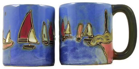 Mara mug sailboat blue mug with images of sailboats 
