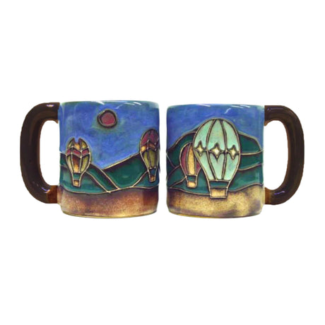 mara mug hot air balloon , blu mug with images of hot air balloons 
