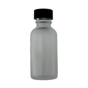 sm fosteed glass bottle with black plastic cap 