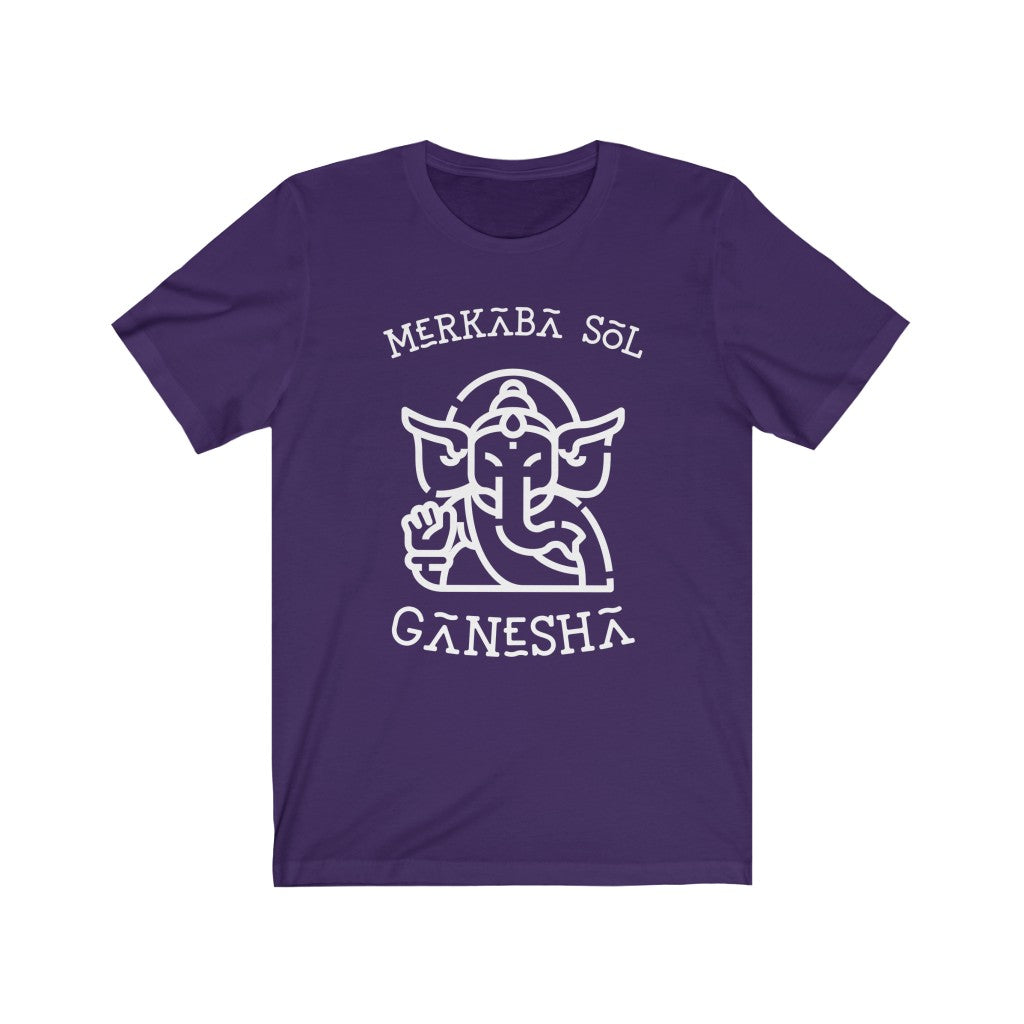 Ganesha the breaker of obstacles. Bring inspiration and empowerment to your wardrobe with this Ganesha t-shirt in purple color or give it as a fun gift. From merkabasolshop.com