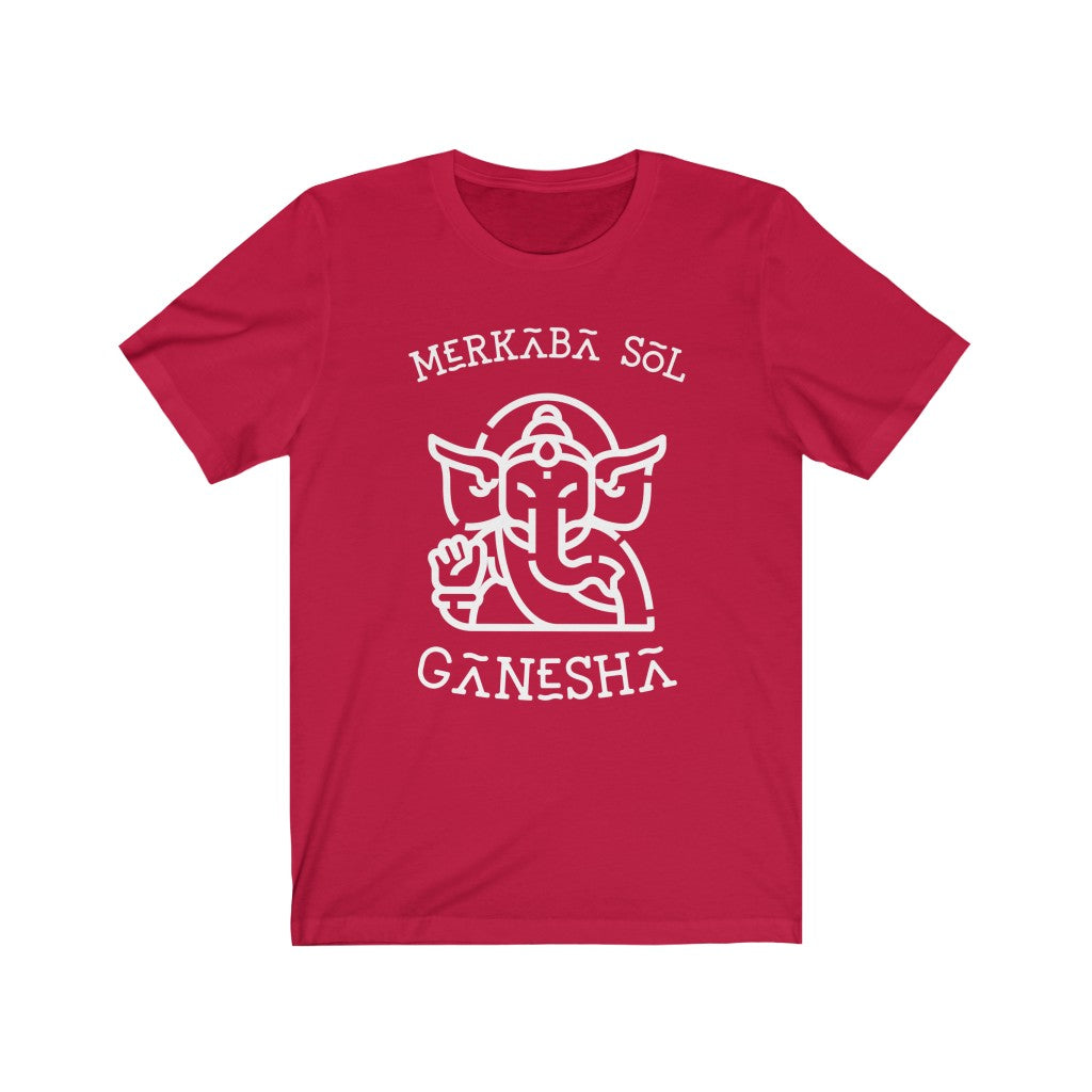 Ganesha the breaker of obstacles. Bring inspiration and empowerment to your wardrobe with this Ganesha t-shirt in red color or give it as a fun gift. From merkabasolshop.com