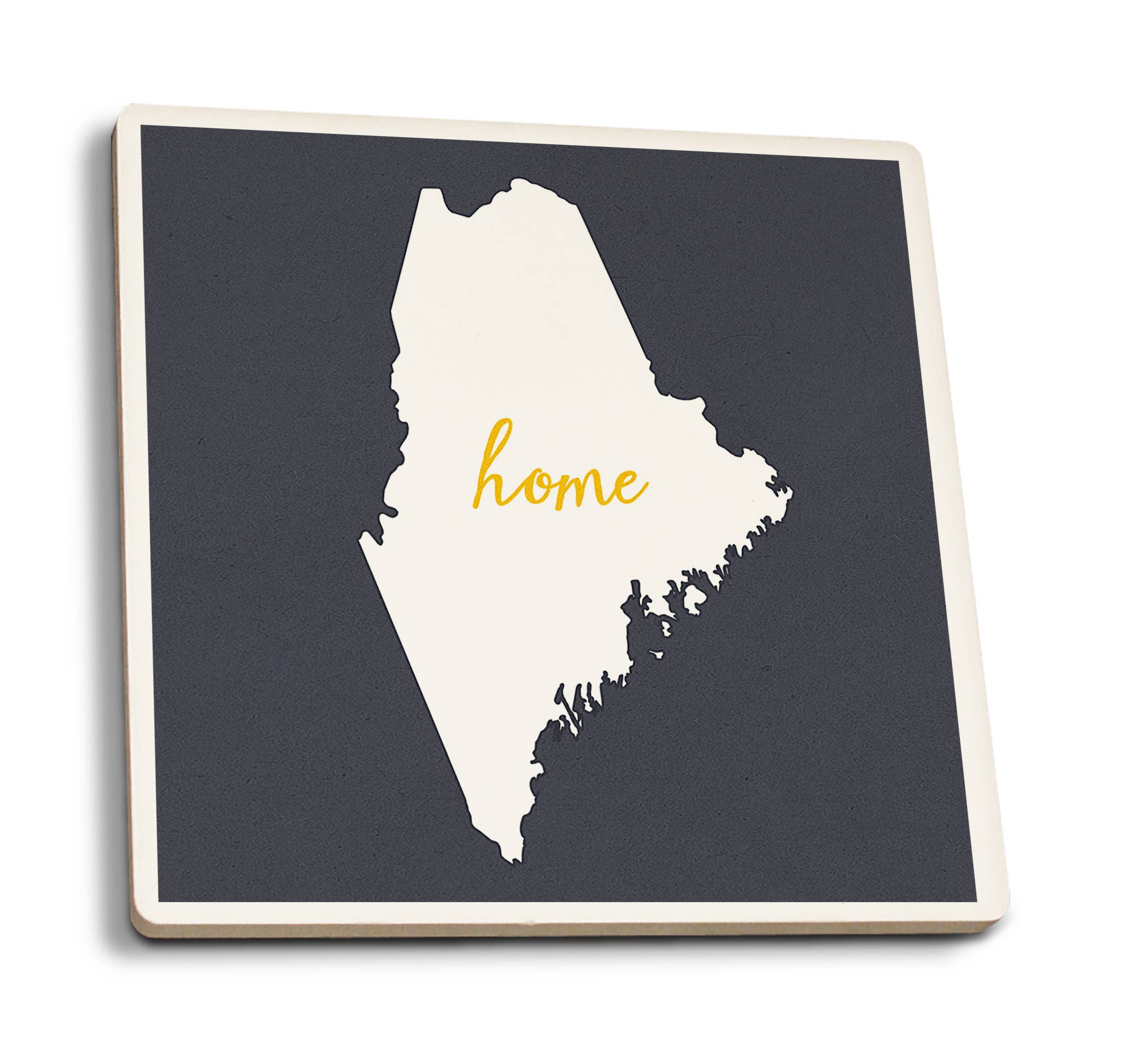 White on Gray Maine State Ceramic Coasters
