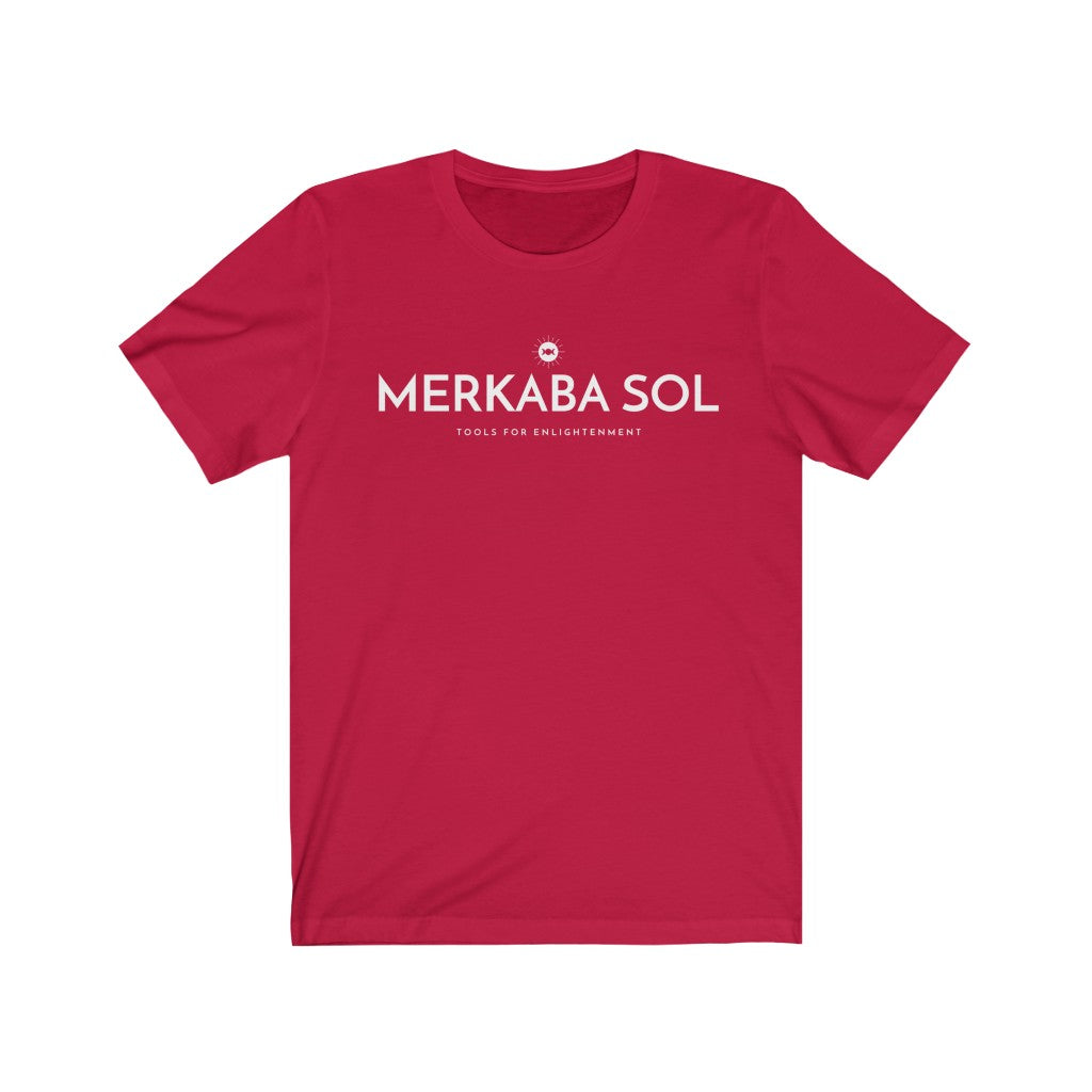 Merkaba Sol with Moon. Bring inspiration and empowerment to your wardrobe with this Merkaba Sol with moon t-shirt in red color or give it as a fun gift. From merkabasolshop.com