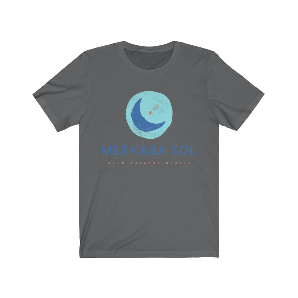 Calm, balance, health shooting star. Bring inspiration and empowerment to your wardrobe with this Shooting Star t-shirt in asphalt color or give it as a fun gift. From merkabasolshop.com