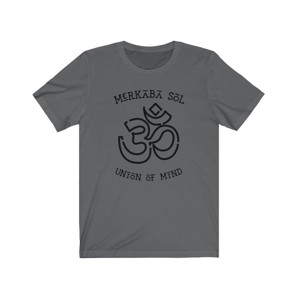 Merkaba Sol OM Union of Mind. Bring inspiration and empowerment to your wardrobe with this OM union of mind t-shirt in asphalt color or give it as a fun gift. From merkabasolshop.com