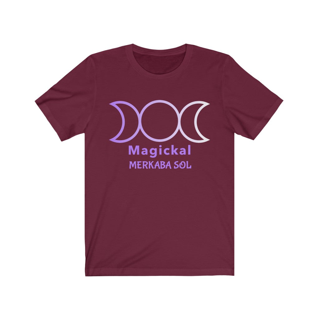 Let the magickal moon guide you. Bring inspiration and empowerment to your wardrobe with this Magickal Moon t-shirt in maroon color or give it as a fun gift. From merkabasolshop.com