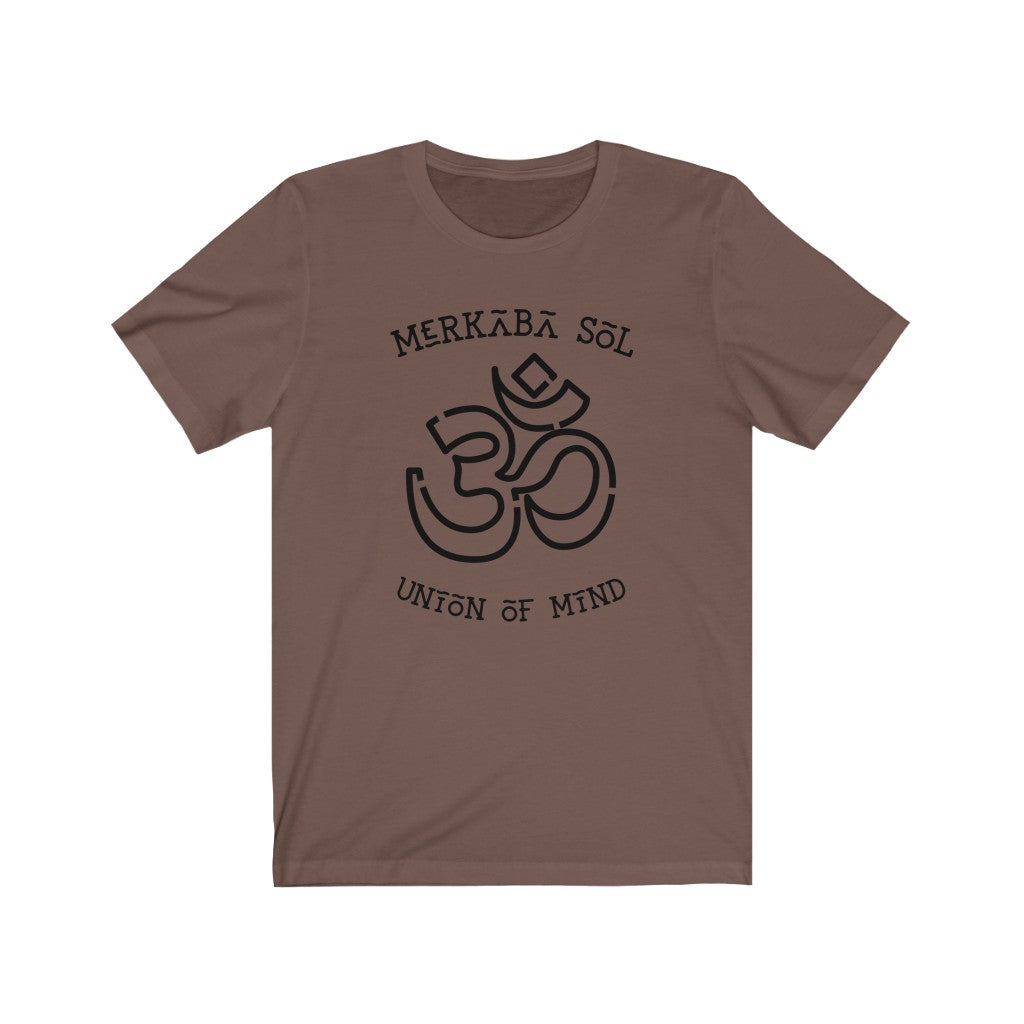 Merkaba Sol OM Union of Mind. Bring inspiration and empowerment to your wardrobe with this OM union of mind t-shirt in brown color or give it as a fun gift. From merkabasolshop.com
