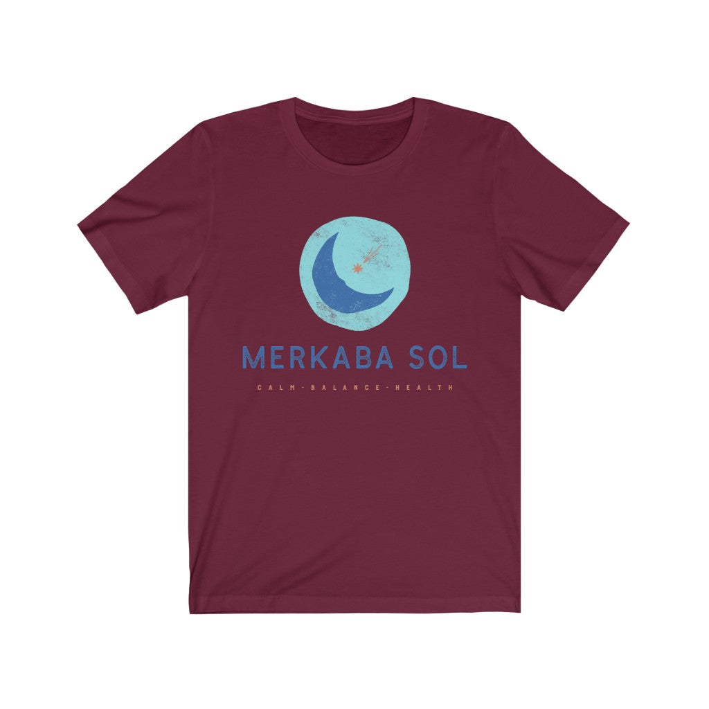 Calm, balance, health shooting star. Bring inspiration and empowerment to your wardrobe with this Shooting Star t-shirt in maroon color or give it as a fun gift. From merkabasolshop.com
